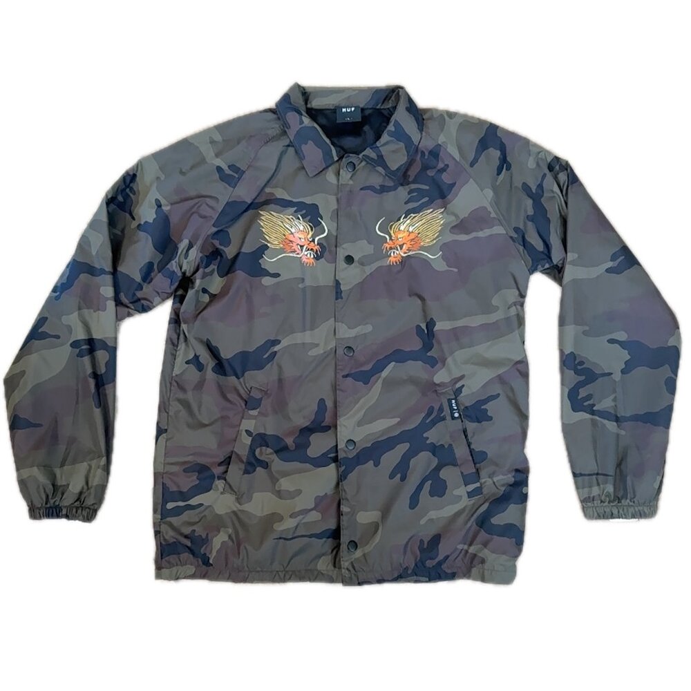 HUF Camo Double Dragons Jacket Size Large Rare Urban Camo Skate-Ready Layer